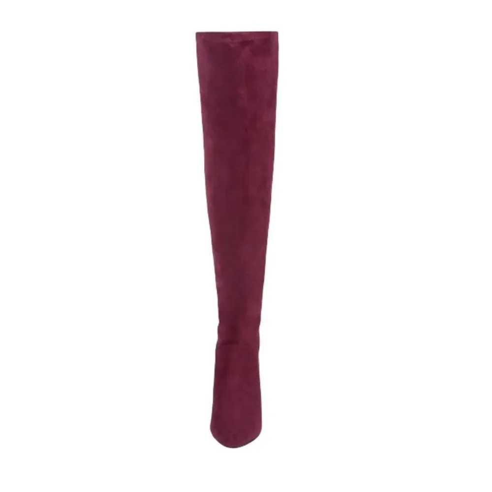 Eloquii Over the Knee Boots Burgandy Faux Suede Sz 7W